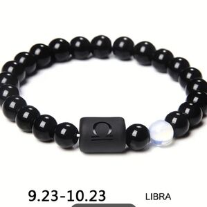 Libra ♎️ Zodiac Black Stone‎ Bracelet
